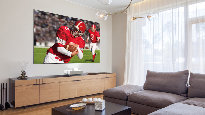 The Epson LS500 Laser Projection TV is available in white or black to help match an existing decor given it sits out in the open.